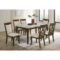 7Pc Marble Top Dining Set- Charcoal Brown