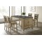 5Pc Marble Top Dining Pub Set with Side Storage- Oak