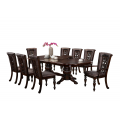 9 Piece Dining Set with Butterfly Extension -Dark Brown 