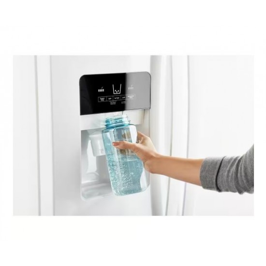Whirlpool 25cu S/Side Refrigerator with Water & Ice Dispenser- White
