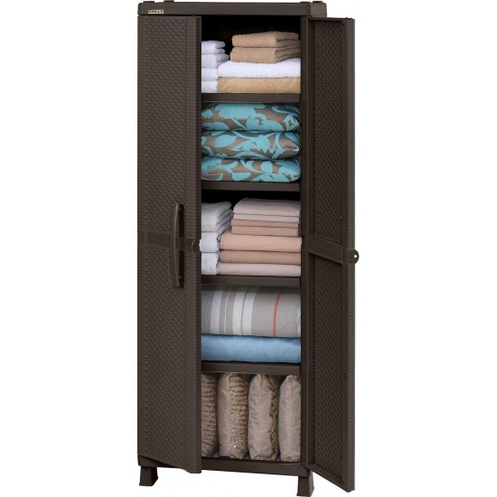 Rimax Resin Wicker Utility Cabinet- Brown