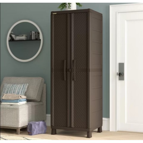 Rimax Resin Wicker Utility Cabinet- Brown