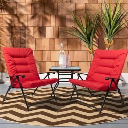 3pc Patio Set  with Small Table and Folding Chairs- Red