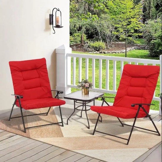3pc Patio Set  with Small Table and Folding Chairs- Red