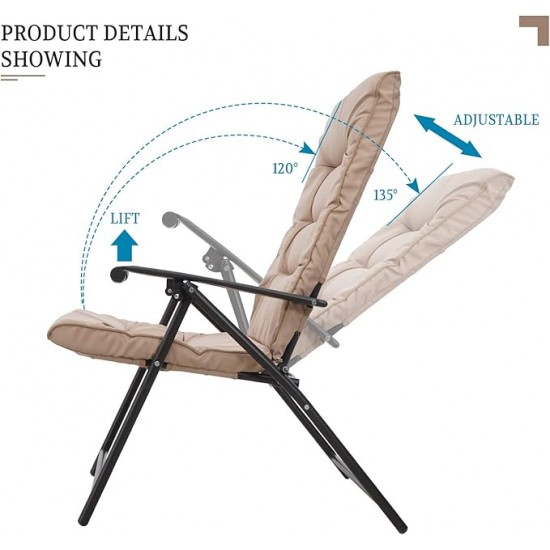 3pc Patio Set  with Small Table and Folding Chairs- Taupe