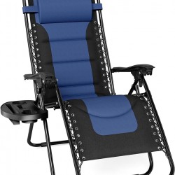 Gravity Lounge Chair with Cupholder- Blue & Black