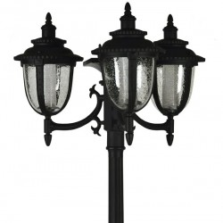 Sun-Ray Hannah Tall Post 3-Head Solar Lamp and Planter- Black