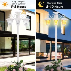 Sun-Ray Vittoria Tall Post 3-Head Solar Lamp and Planter- White