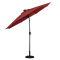 Sun-Ray 9ft Round Solar Lighted Umbrella with Base, 8Rib- Scarlet