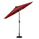Sun-Ray 9ft Round Solar Lighted Umbrella with Base, 8Rib- Scarlet
