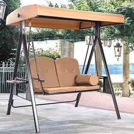 Swing 2-Seater with Cushions, Adjustable Canopy and Cupholder