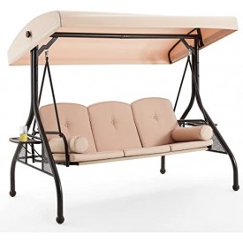 Swing 3-Seater with Cushions, Adjustable Canopy and Cupholder
