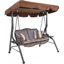 Wicker 2 Seater Swing with Cupholder
