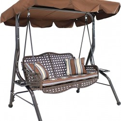 Wicker 2 Seater Swing with Cupholder
