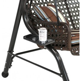 Wicker 2 Seater Swing with Cupholder