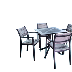 5pc Heavy Duty Plastic Porch Set- Black & Grey