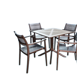 5pc Heavy Duty Plastic Porch Set- Brown & Grey