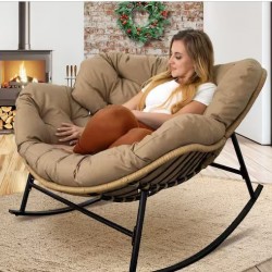 Indoor/Outdoor Rocking Chair with Padded Cushion- Medium