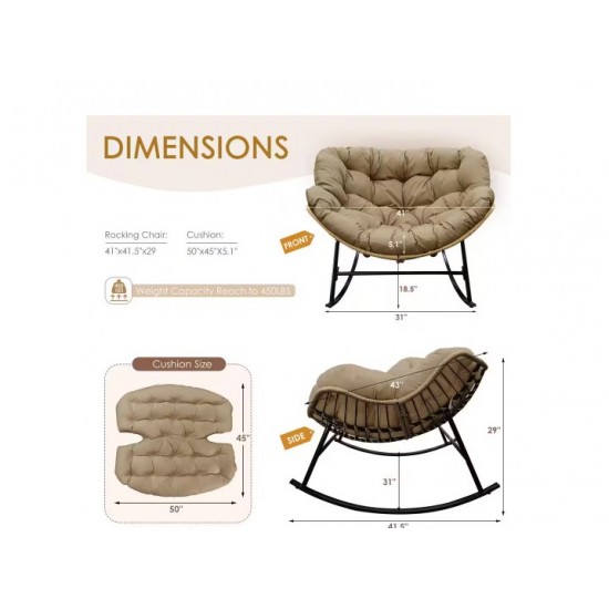 Indoor/Outdoor Rocking Chair with Padded Cushion- Medium