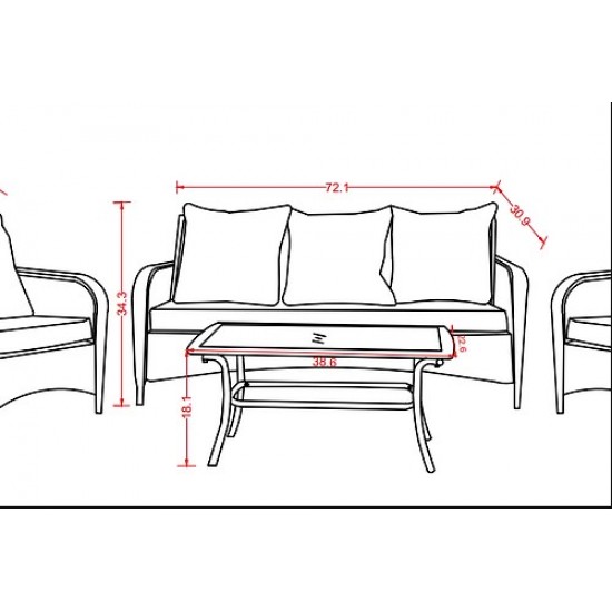 Chelsea 4pc Plastic Wicker Porch Set