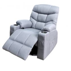 Swivel Rocker Recliner with 8 Point Heat Massage & Cupholders- Grey