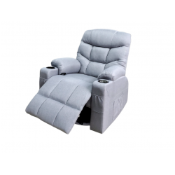 Swivel Rocker Recliner with 8 Point Heat Massage & Cupholders- Grey