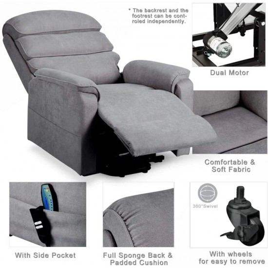 Power Lift Recliner with 8 Point Heat Massage- Grey