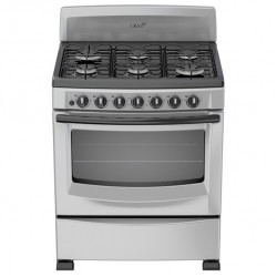 Acros 30" 6 Burner Gas Stove- Silver with Black Top