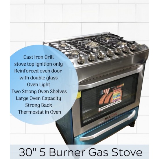 Maxsonic Elite 30" S/Steel Gas Cooker with Rotisserie
