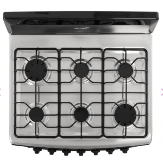 Acros 30" 6 Burner Gas Stove With S/Steel Top- Grey