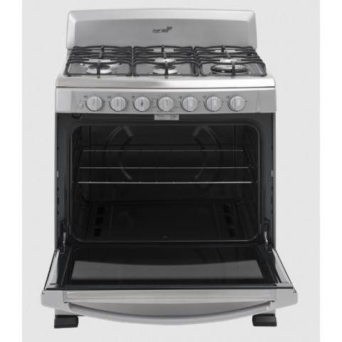 Acros 30" 6 Burner Gas Stove With S/Steel Top- Silver