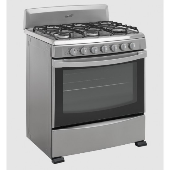 Acros 30" 6 Burner Gas Stove With S/Steel Top- Silver