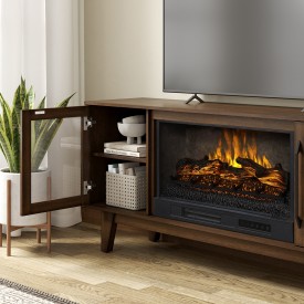 Rosalie 65" Tv Stand with LED Fireplace- Brown