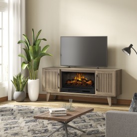 Rosalie 65" Tv Stand with LED Fireplace- Grey 