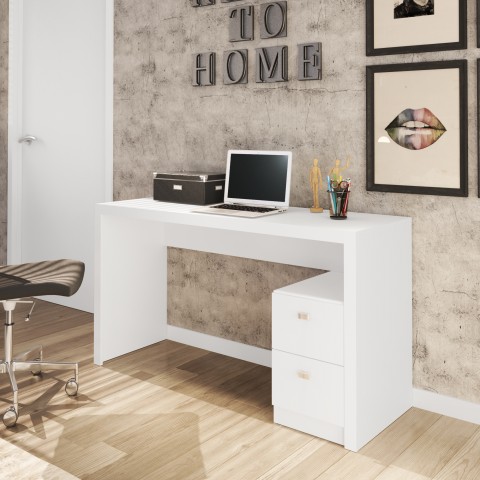 Office Desk with 2 Side Draws, White