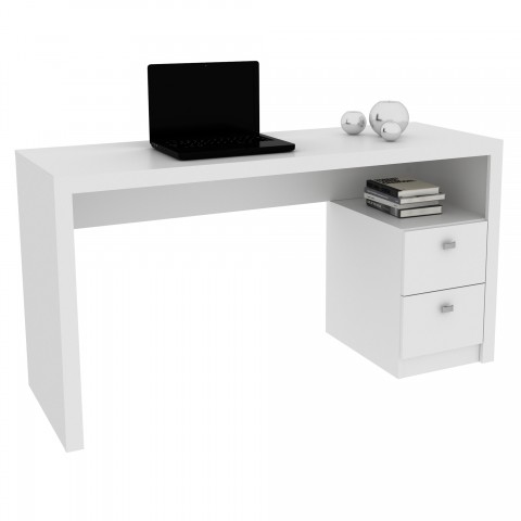 Office Desk with 2 Side Draws, White