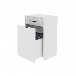 Dressing Table With Grey Fabric Seat & Lift Up Mirror