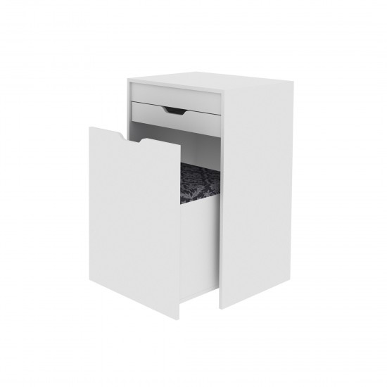 Dressing Table With Grey Fabric Seat & Lift Up Mirror