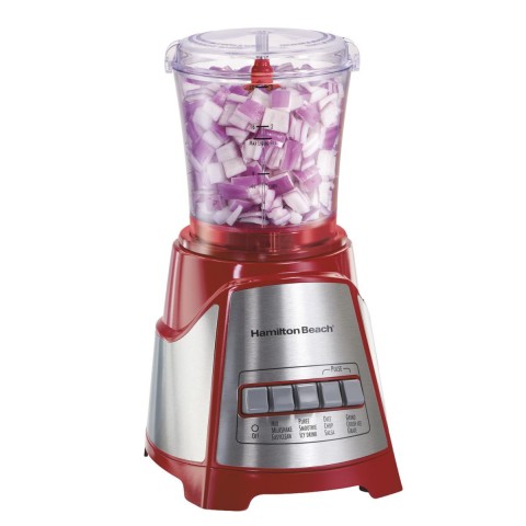 Hamilton Beach Power Elite Blender With 3- Cup Mini Food Processor- RED
