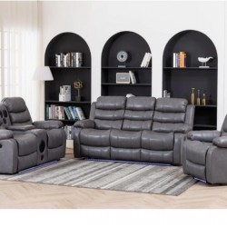 Living Room Suite 3pc 5 Recliner with Bluetooth Console & Single Swivel Glider