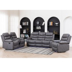 Living Room Suite 3pc 5 Recliner with Bluetooth Console & Single Swivel Glider