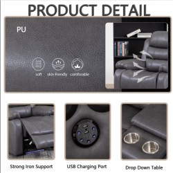 Living Room Suite 3pc 5 Recliner with Bluetooth Console & Single Swivel Glider