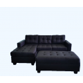 Living Room Sectional with Reversible Chaise & Ottoman -Linen Black