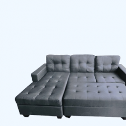 Living Room Sectional with Reversible Chaise & Ottoman -Grey