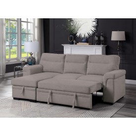 Living Room Loveseat with Pullout Bed & Reversible Storage Chaise