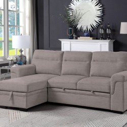 Living Room Loveseat with Pullout Bed & Reversible Storage Chaise