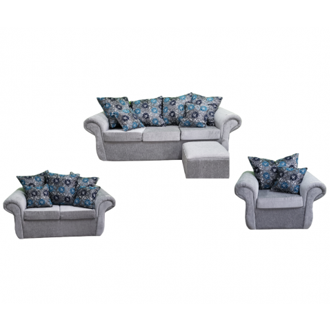 Daisy 4pc Living Room Suite With Throw Pillows 