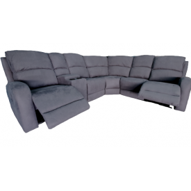 Living Room Sectional L-Shape, 2 Manual Recliner with Console