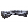 Living Room Sectional, 3 Recliner { 2 Powered, 1 Manual} with Console- Grey