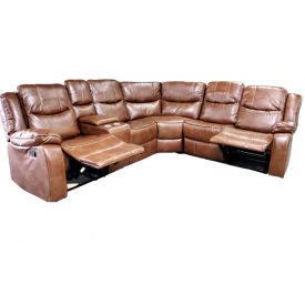 Living Room Sectional, 3 Manual Recliner with Console